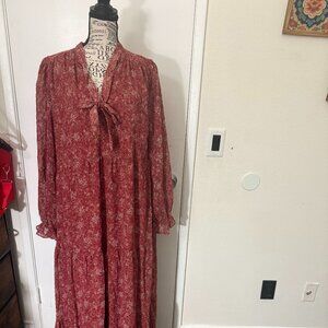 NWT Skirt Society Maxi Bowtie Floral Chiffon Dress